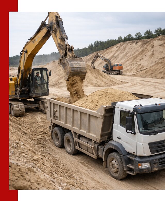 Доставка карьерного песка с самосвалами и разгрузкой в Кохме