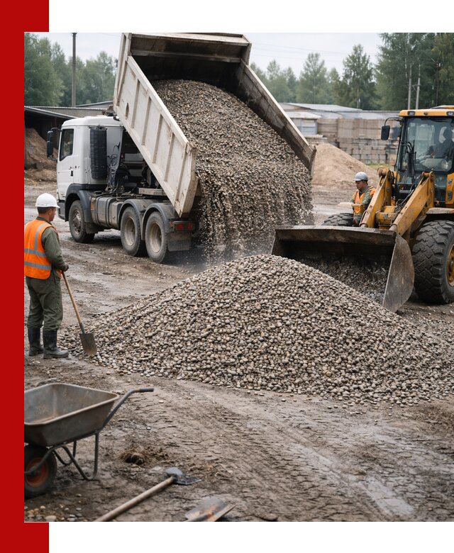 Мытый гравий с доставкой в Кохме от карьера до участка