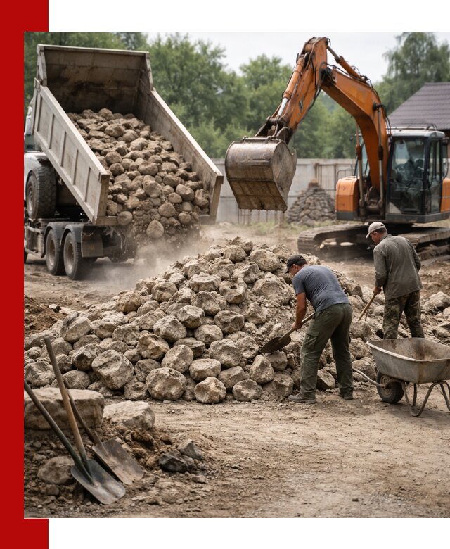 Доставка и разгрузка бутового камня в Кохме