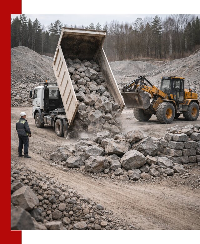 Доставка и продажа бутового гранитного камня в Кохме