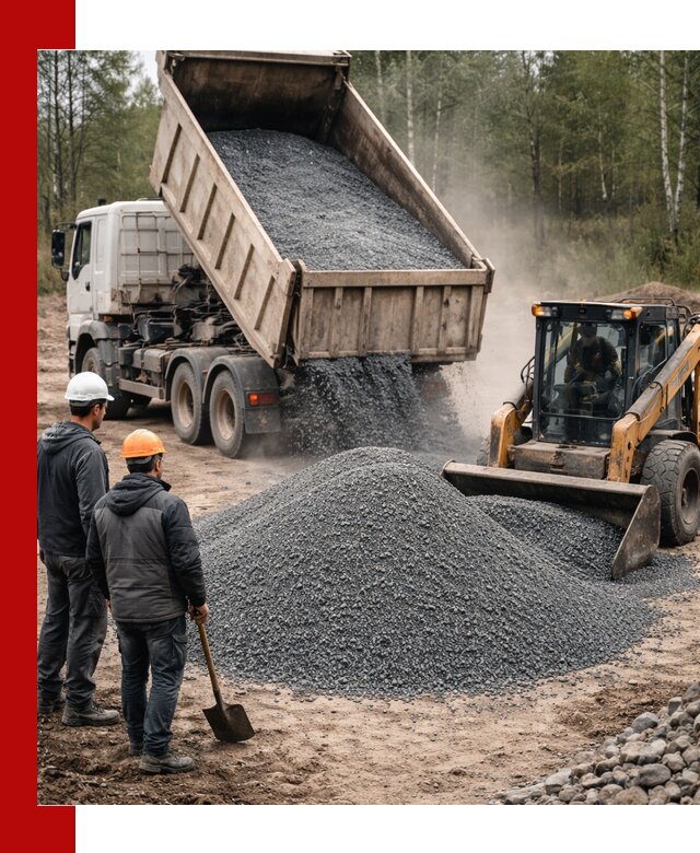 Гранитный отсев 0-5 с доставкой и разгрузкой в Кохме