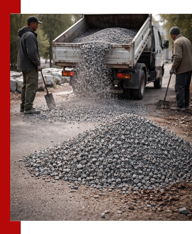 Гранитная крошка для посыпки дорог и тротуаров в Кохме