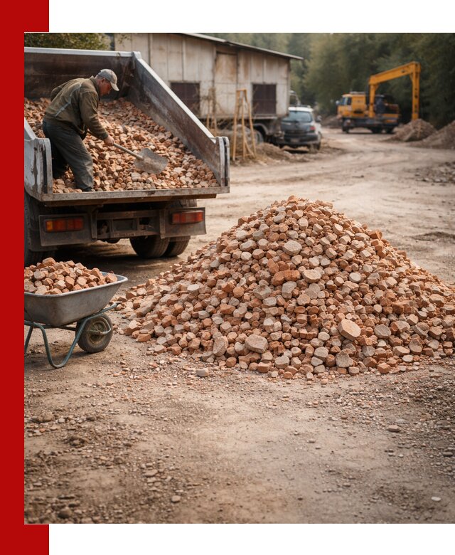 Доставка и подушка из боя кирпича с разгрузкой в Кохме