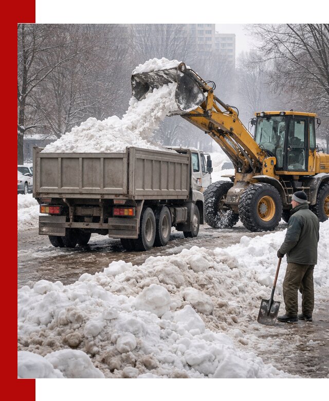 Вывоз снега грузовой техникой в Кохме оперативно и чисто